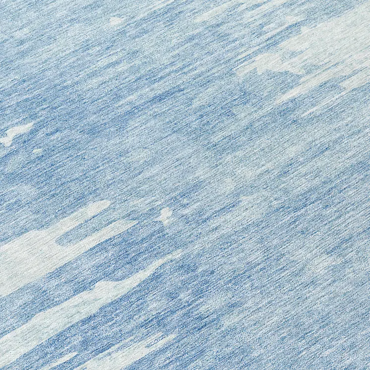 8' Sky Blue And Denim Blue Round Abstract Washable Indoor Outdoor Area Rug