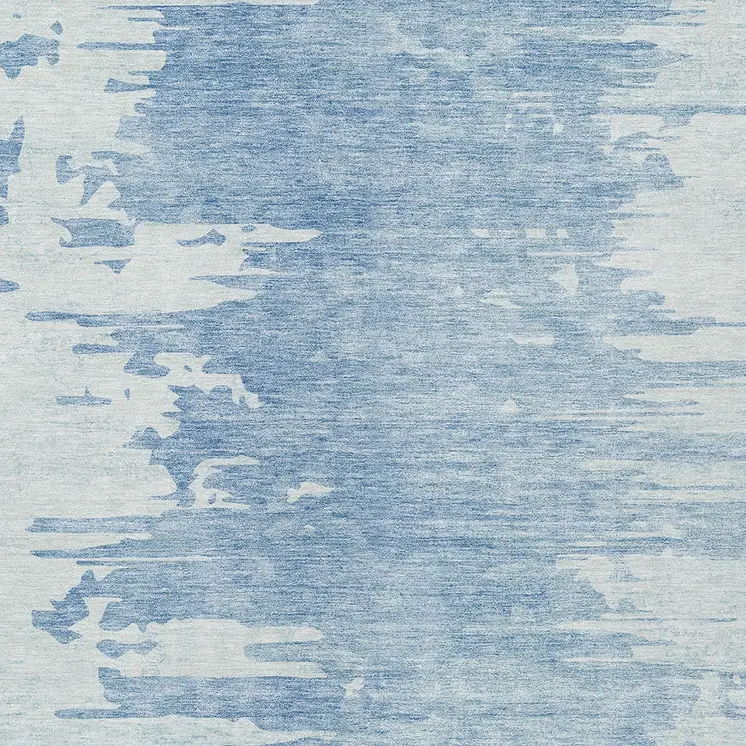 8' X 10' Sky Blue And Denim Blue Abstract Washable Indoor Outdoor Area Rug