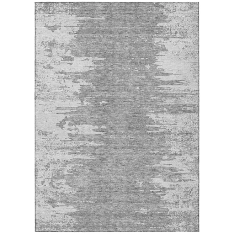 3' X 5' Silver Gray And Ivory Abstract Washable Indoor Outdoor Area Rug
