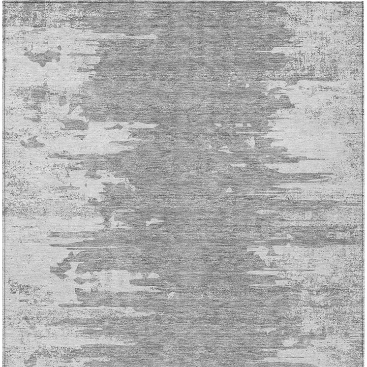 8' X 10' Silver Gray And Ivory Abstract Washable Indoor Outdoor Area Rug