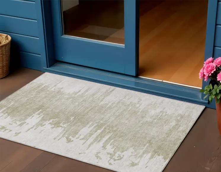 3' X 5' Taupe Beige And Tan Abstract Washable Indoor Outdoor Area Rug