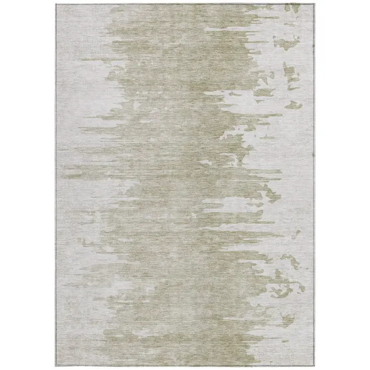 3' X 5' Taupe Beige And Tan Abstract Washable Indoor Outdoor Area Rug