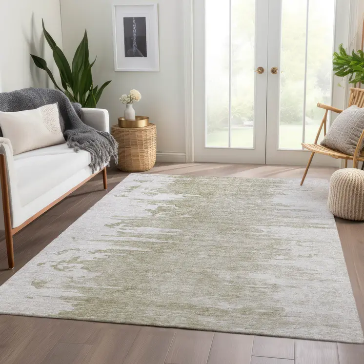 3' X 5' Taupe Beige And Tan Abstract Washable Indoor Outdoor Area Rug