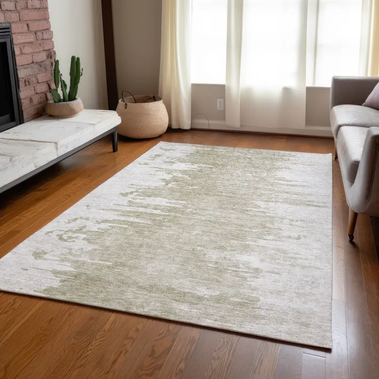 3' X 5' Taupe Beige And Tan Abstract Washable Indoor Outdoor Area Rug