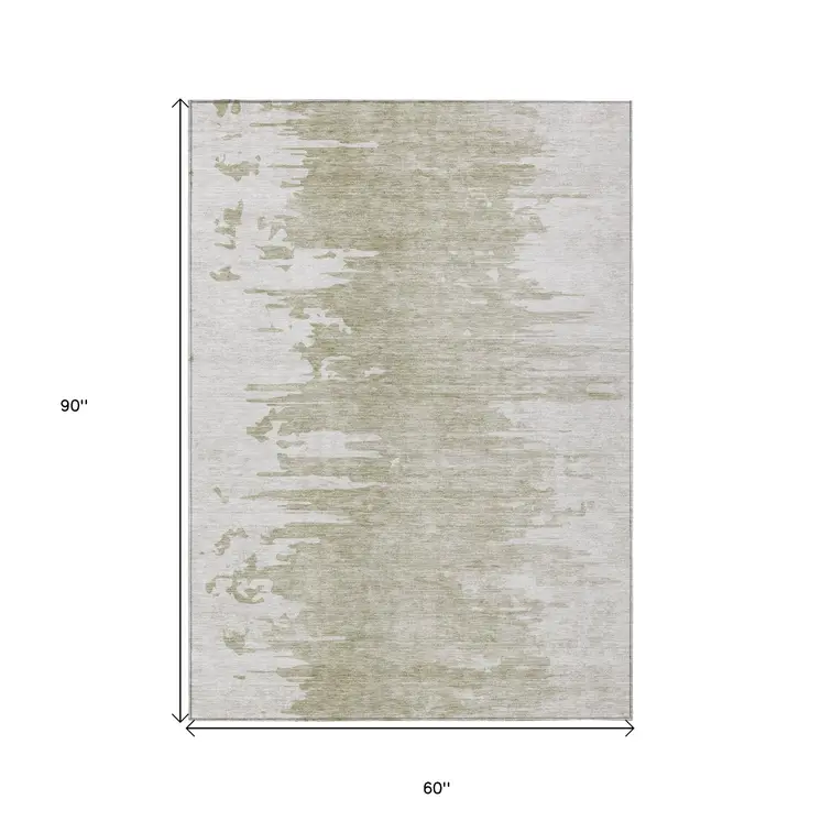 5' X 8' Taupe Beige And Tan Abstract Washable Indoor Outdoor Area Rug