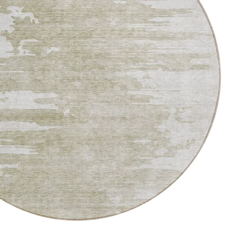 8' Taupe Beige And Tan Round Abstract Washable Indoor Outdoor Area Rug
