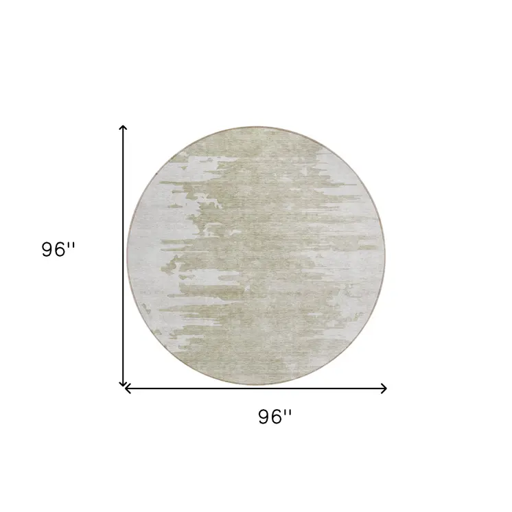 8' Taupe Beige And Tan Round Abstract Washable Indoor Outdoor Area Rug