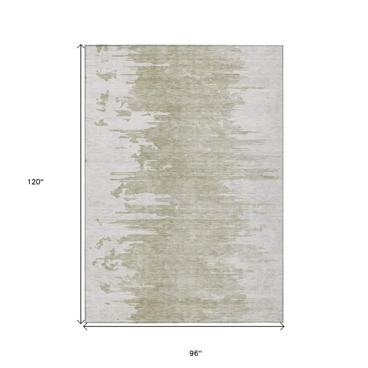 8' X 10' Taupe Beige And Tan Abstract Washable Indoor Outdoor Area Rug