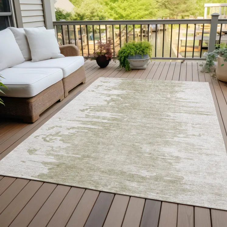 9' X 12' Taupe Beige And Tan Abstract Washable Indoor Outdoor Area Rug