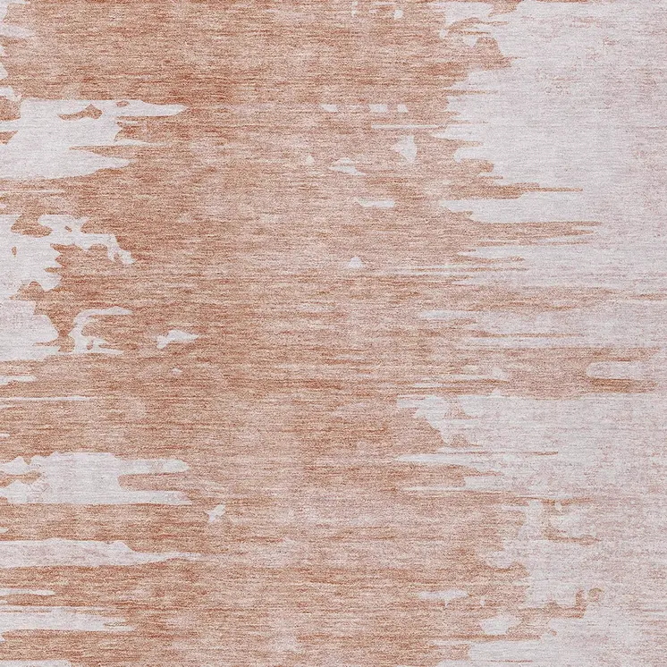 8' X 10' Terra Cotta Salmon And Copper Abstract Washable Indoor Outdoor Area Rug