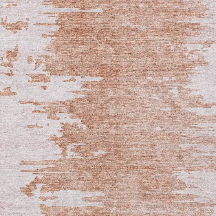 9' X 12' Terra Cotta Salmon And Copper Abstract Washable Indoor Outdoor Area Rug