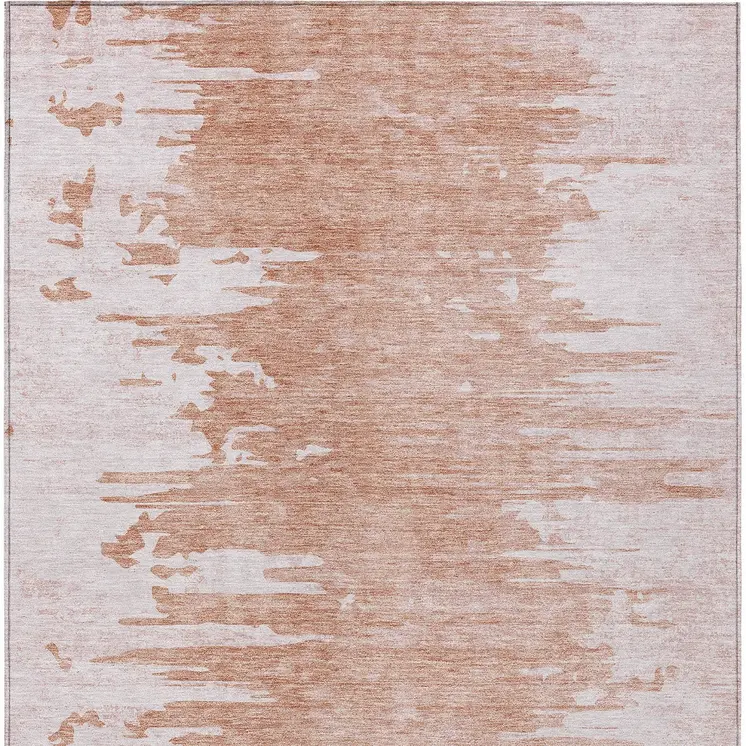 10' X 14' Terra Cotta Salmon And Copper Abstract Washable Indoor Outdoor Area Rug