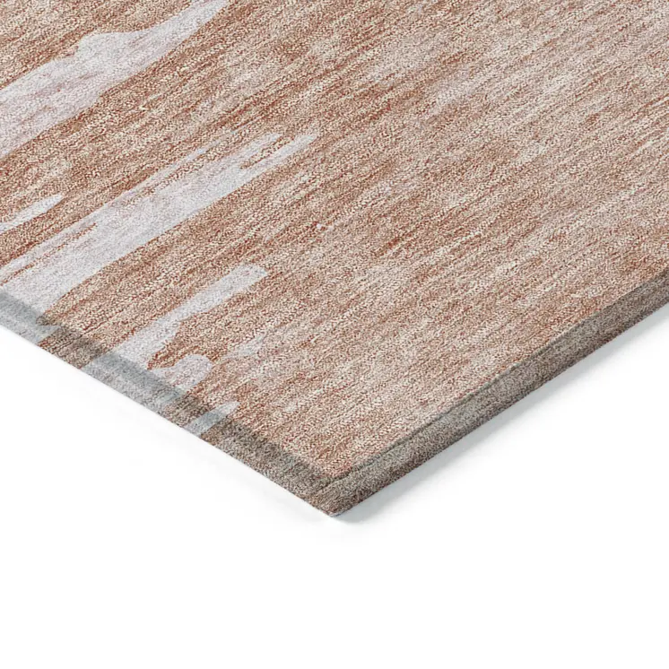 10' X 14' Terra Cotta Salmon And Copper Abstract Washable Indoor Outdoor Area Rug