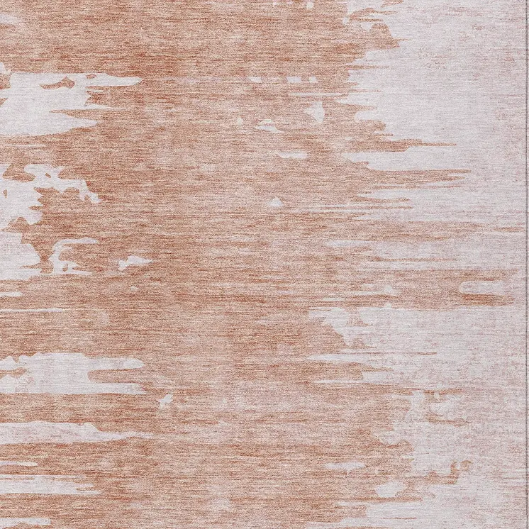 10' X 14' Terra Cotta Salmon And Copper Abstract Washable Indoor Outdoor Area Rug