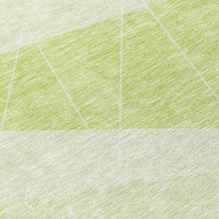 8' Mint Green And Ivory Round Geometric Washable Indoor Outdoor Area Rug