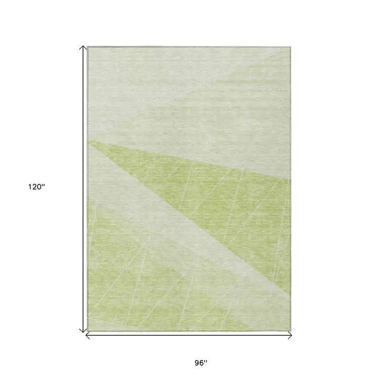 8' X 10' Mint Green And Ivory Geometric Washable Indoor Outdoor Area Rug