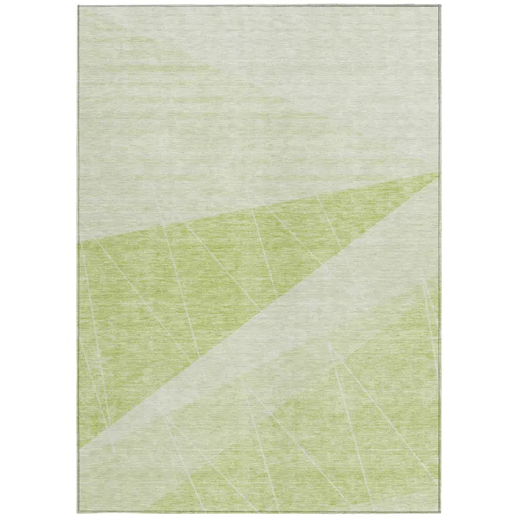9' X 12' Mint Green And Ivory Geometric Washable Indoor Outdoor Area Rug