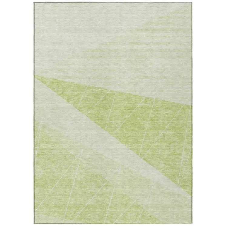 9' X 12' Mint Green And Ivory Geometric Washable Indoor Outdoor Area Rug