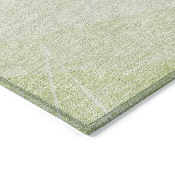 9' X 12' Mint Green And Ivory Geometric Washable Indoor Outdoor Area Rug