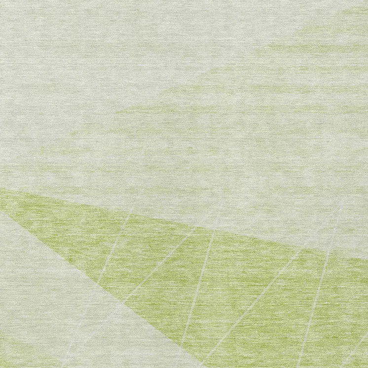 9' X 12' Mint Green And Ivory Geometric Washable Indoor Outdoor Area Rug