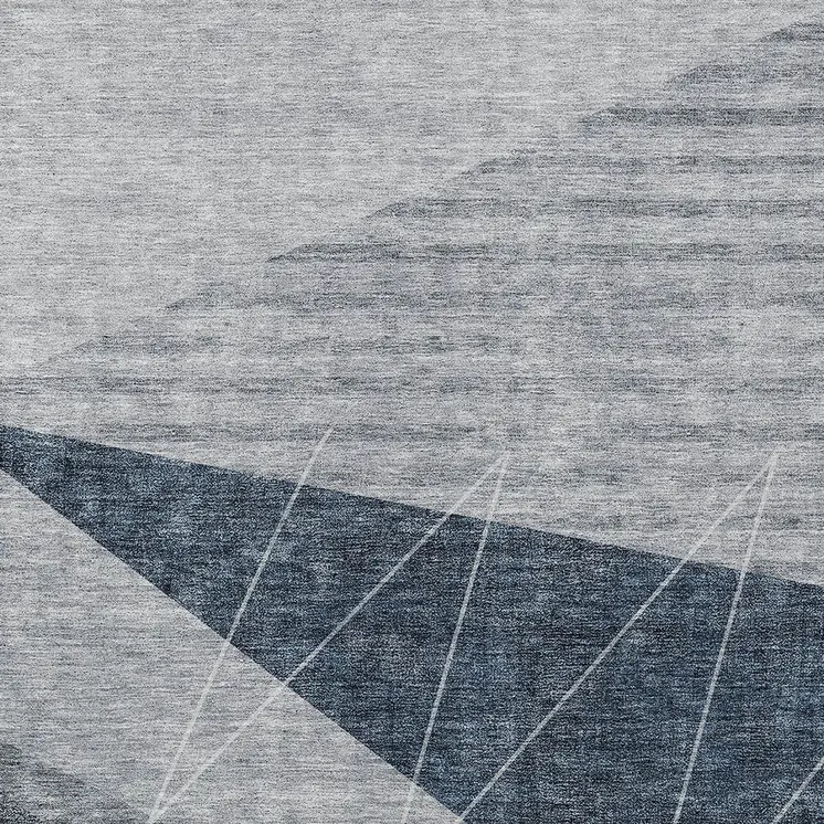 3' X 5' Charcoal Gray And Silver Geometric Washable Indoor Outdoor Area Rug