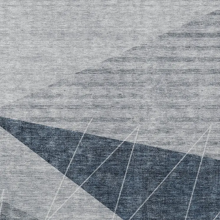 8' X 10' Charcoal Gray And Silver Geometric Washable Indoor Outdoor Area Rug