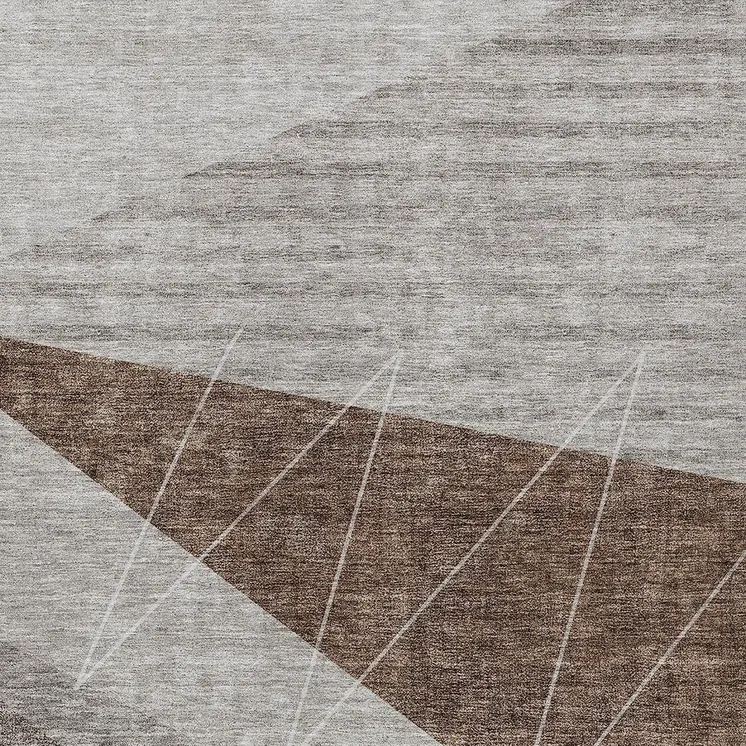 5' X 8' Gray Silver And Taupe Geometric Washable Indoor Outdoor Area Rug