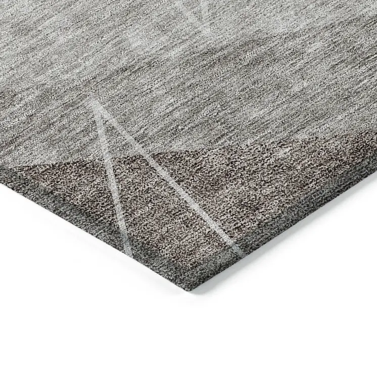 10' X 14' Gray Silver And Taupe Geometric Washable Indoor Outdoor Area Rug