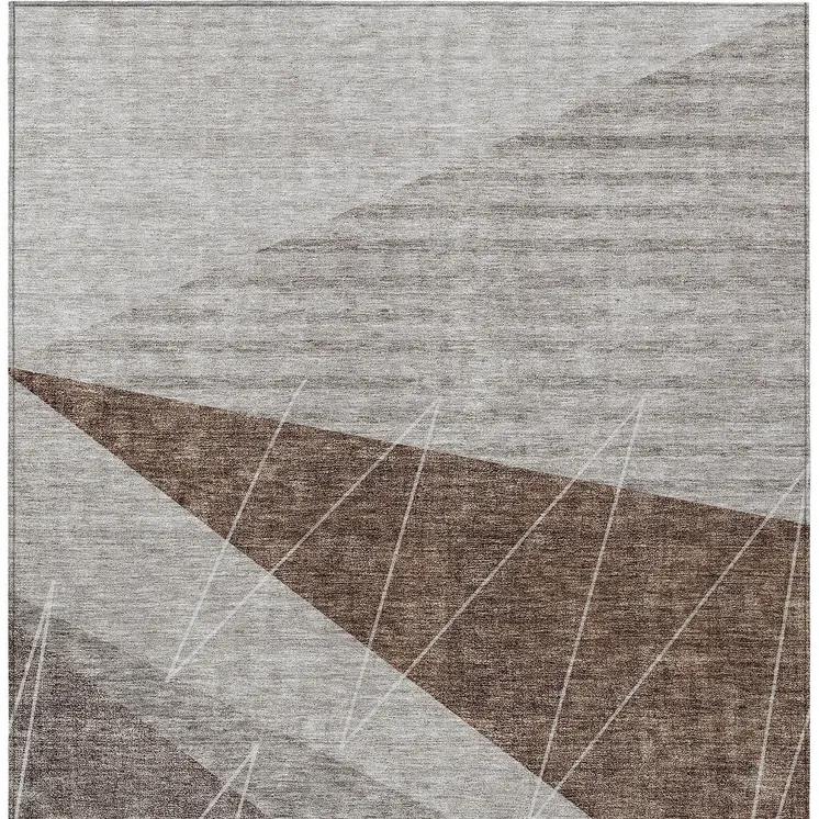 10' X 14' Gray Silver And Taupe Geometric Washable Indoor Outdoor Area Rug