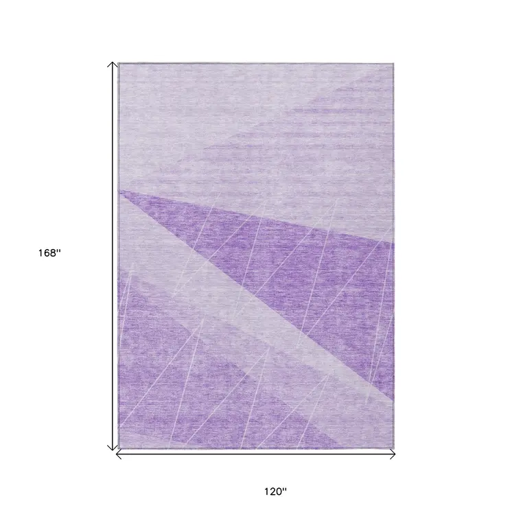 10' X 14' Lavender And Purple Geometric Washable Indoor Outdoor Area Rug