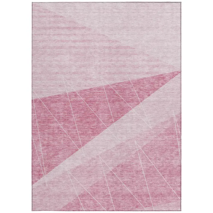 8' X 10' Pink Mauve And Blush Geometric Washable Indoor Outdoor Area Rug