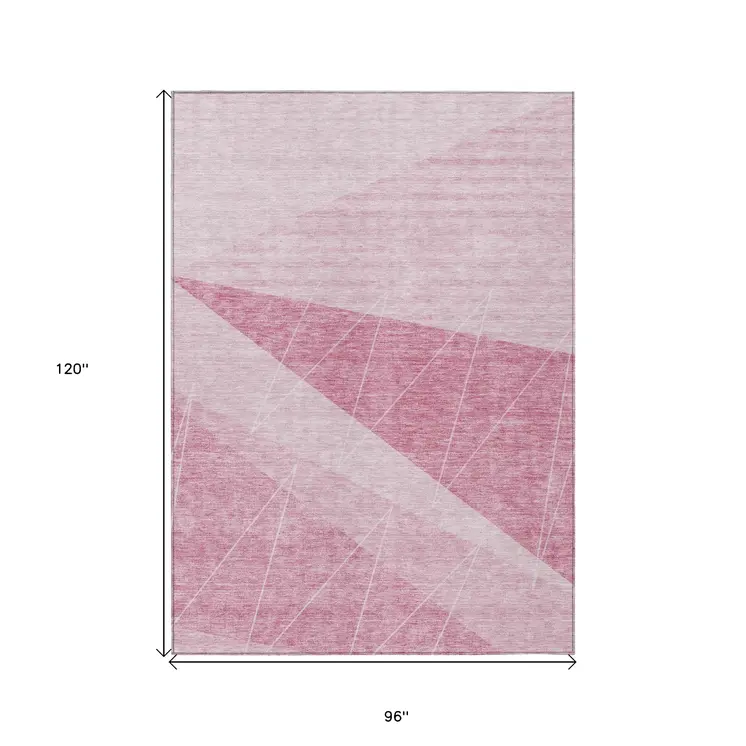 8' X 10' Pink Mauve And Blush Geometric Washable Indoor Outdoor Area Rug
