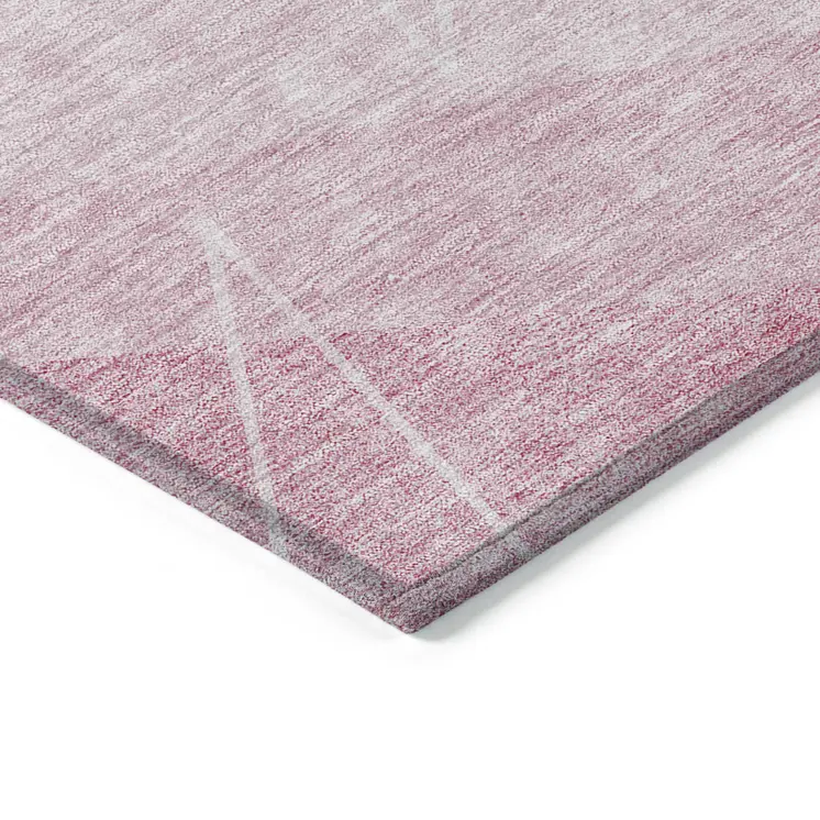 8' X 10' Pink Mauve And Blush Geometric Washable Indoor Outdoor Area Rug