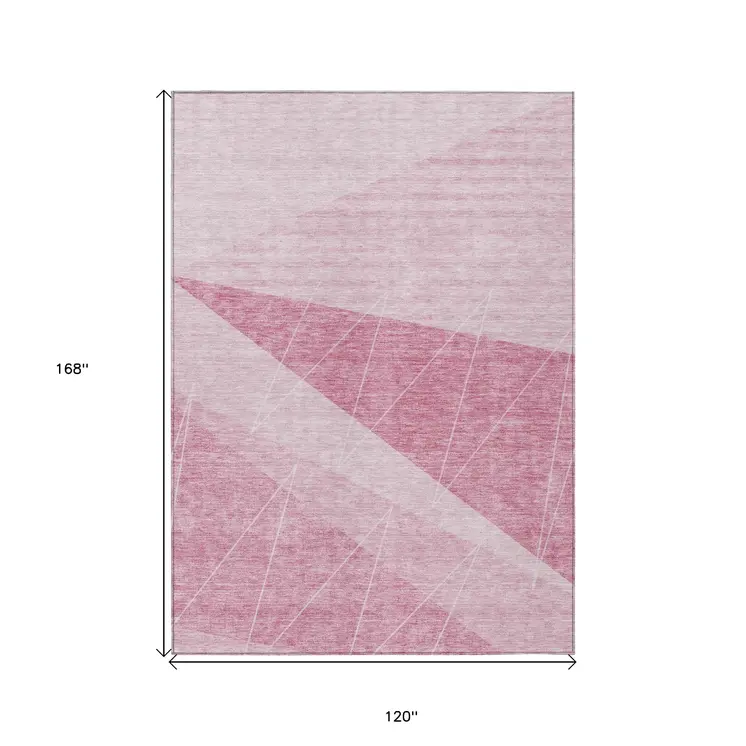10' X 14' Pink Mauve And Blush Geometric Washable Indoor Outdoor Area Rug