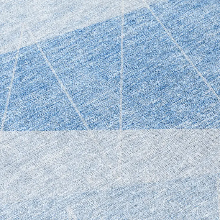 8' Sky Blue And Denim Blue Round Geometric Washable Indoor Outdoor Area Rug