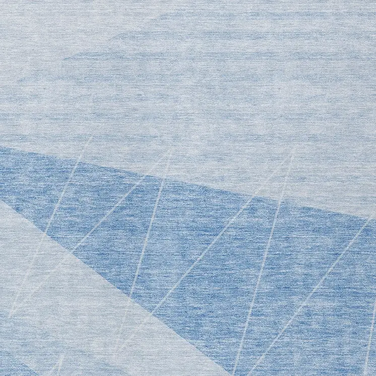 8' X 10' Sky Blue And Denim Blue Geometric Washable Indoor Outdoor Area Rug