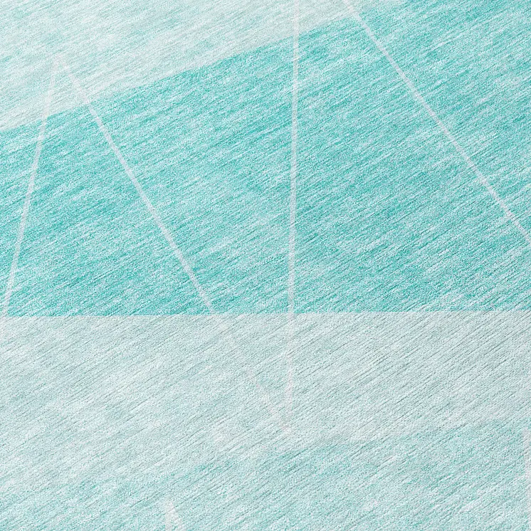 8' Teal Blue Aqua And Ivory Round Geometric Washable Indoor Outdoor Area Rug