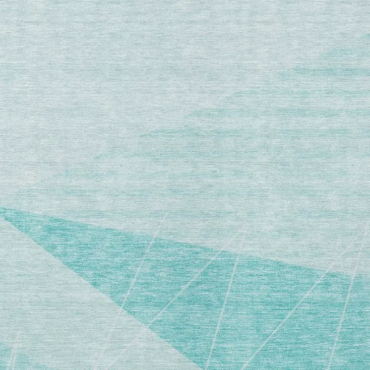 8' X 10' Teal Blue Aqua And Ivory Geometric Washable Indoor Outdoor Area Rug