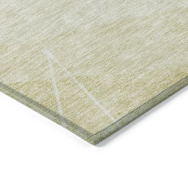 8' X 10' Wheat Gold And Ivory Geometric Washable Indoor Outdoor Area Rug