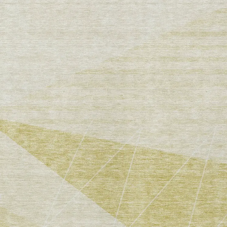 8' X 10' Wheat Gold And Ivory Geometric Washable Indoor Outdoor Area Rug