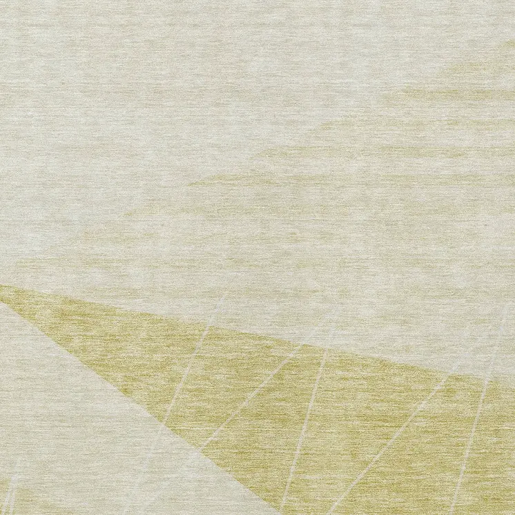 9' X 12' Wheat Gold And Ivory Geometric Washable Indoor Outdoor Area Rug