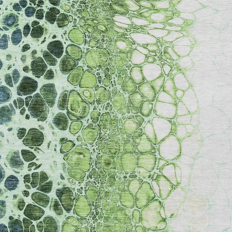 3' X 5' Green And Mint Green Abstract Washable Indoor Outdoor Area Rug