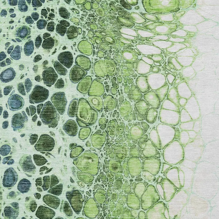 5' X 8' Green And Mint Green Abstract Washable Indoor Outdoor Area Rug