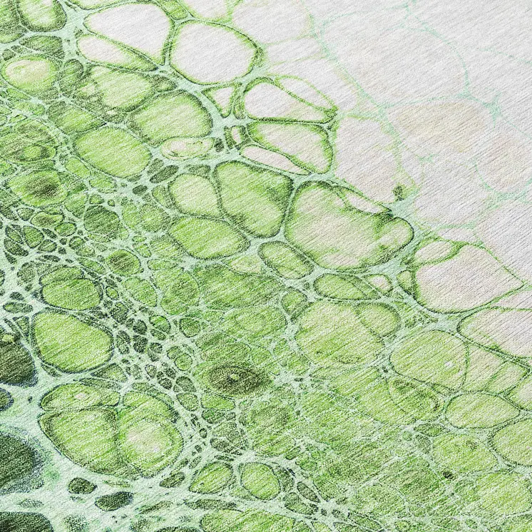 8' Green And Mint Green Round Abstract Washable Indoor Outdoor Area Rug