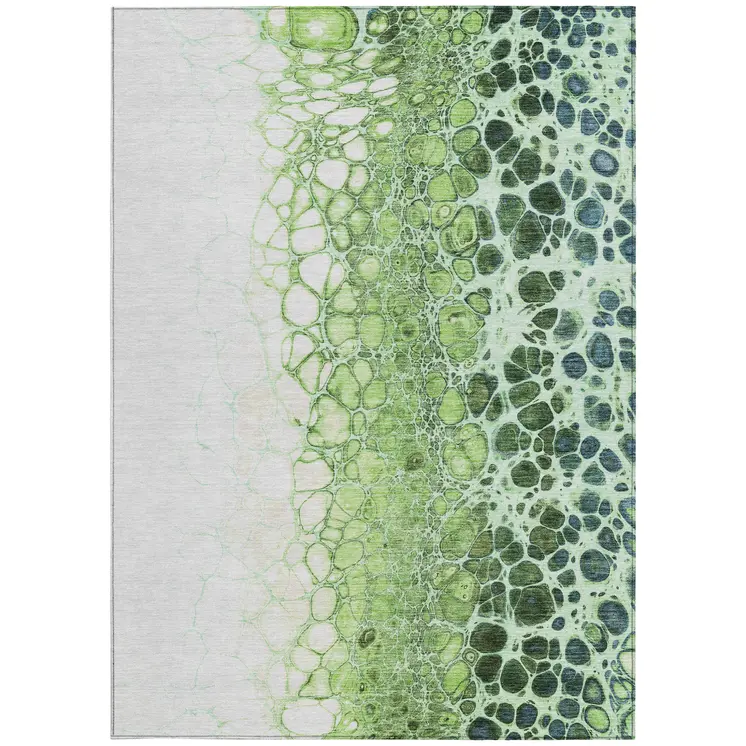 8' X 10' Green And Mint Green Abstract Washable Indoor Outdoor Area Rug