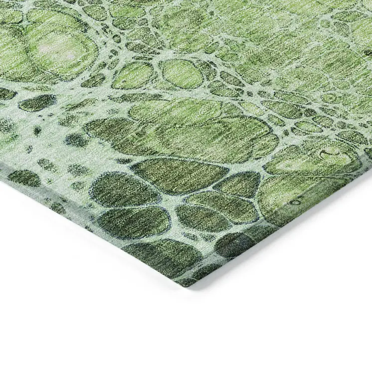 8' X 10' Green And Mint Green Abstract Washable Indoor Outdoor Area Rug