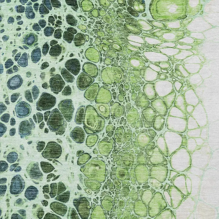 9' X 12' Green And Mint Green Abstract Washable Indoor Outdoor Area Rug