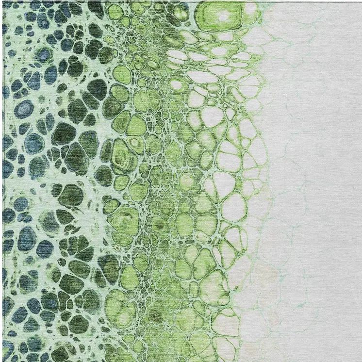 10' X 14' Green And Mint Green Abstract Washable Indoor Outdoor Area Rug