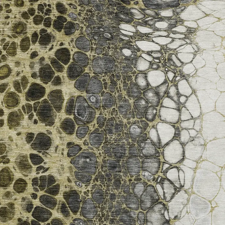3' X 5' Beige Taupe And Chocolate Abstract Washable Indoor Outdoor Area Rug