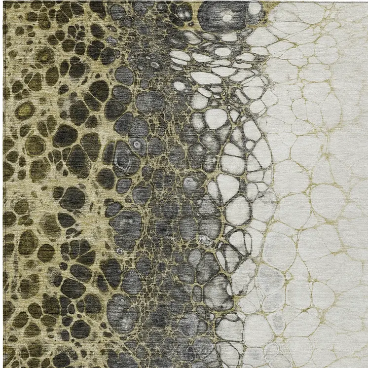 5' X 8' Beige Taupe And Chocolate Abstract Washable Indoor Outdoor Area Rug